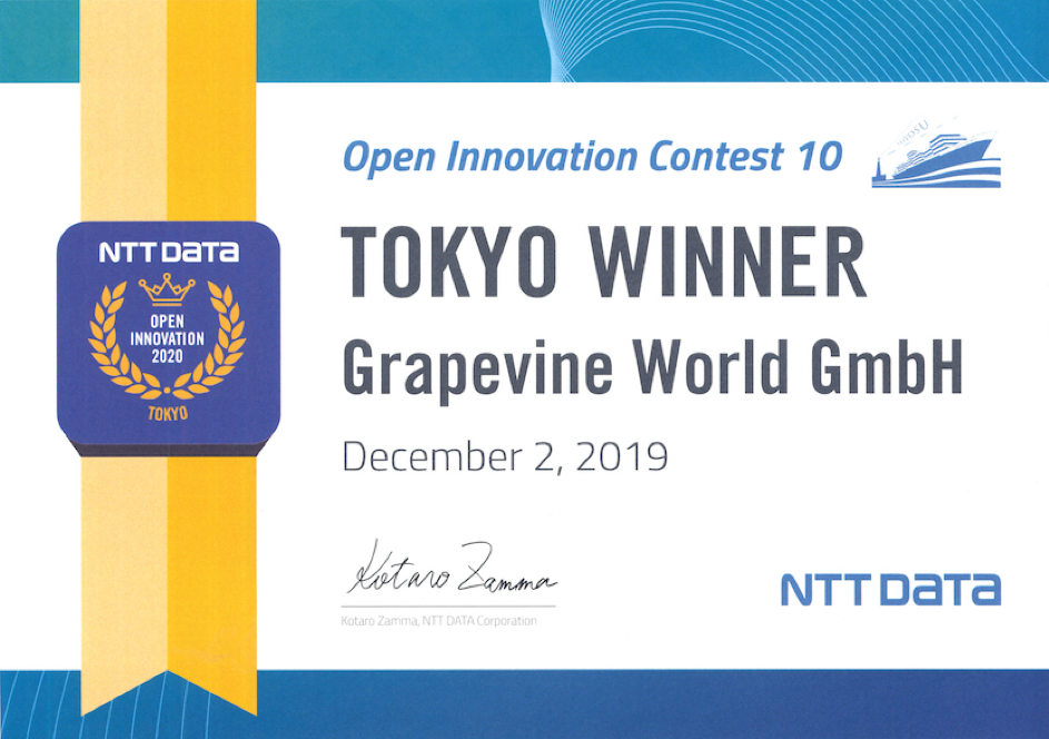 NTT Data chose Grapevine as Tokyo’s Winner of the Open Innovation Contest 10